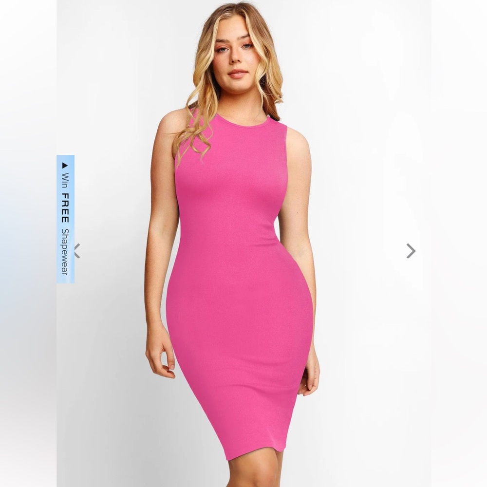 Popilush Built-In Shapewear Crew Neck Sleeveless Midi Lounge Dress women’s SM